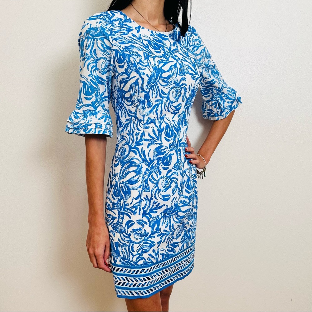 Lilly Pulitzer Fiesta On A Roll Engineered Lobster Stretch Poplin Ruffle Dress